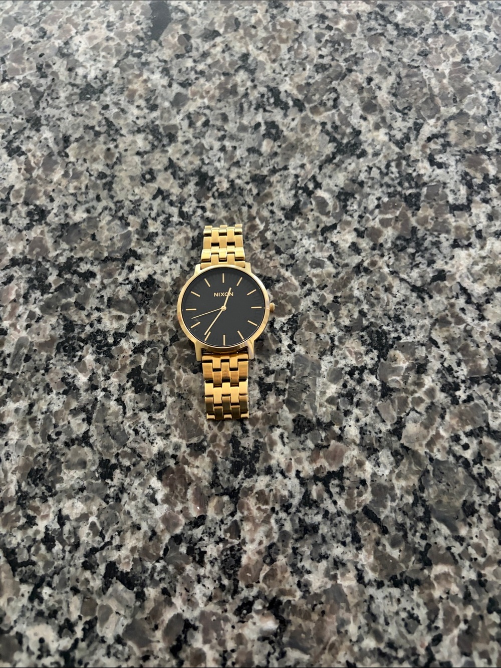 Nixon Gold Bracelet Watch with Black Dial